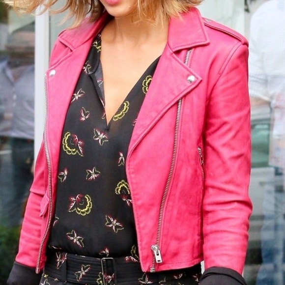Iro Hot Pink Leather Jacket Size 0 - Picture 2 of 7
